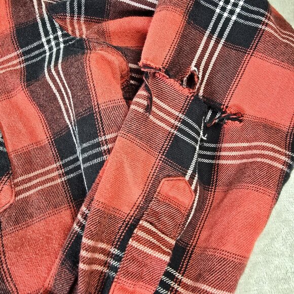 Wrangler Western Top Mens XLT Red Plaid Flannel Thick Thrashed Western Ranch - Picture 3 of 14
